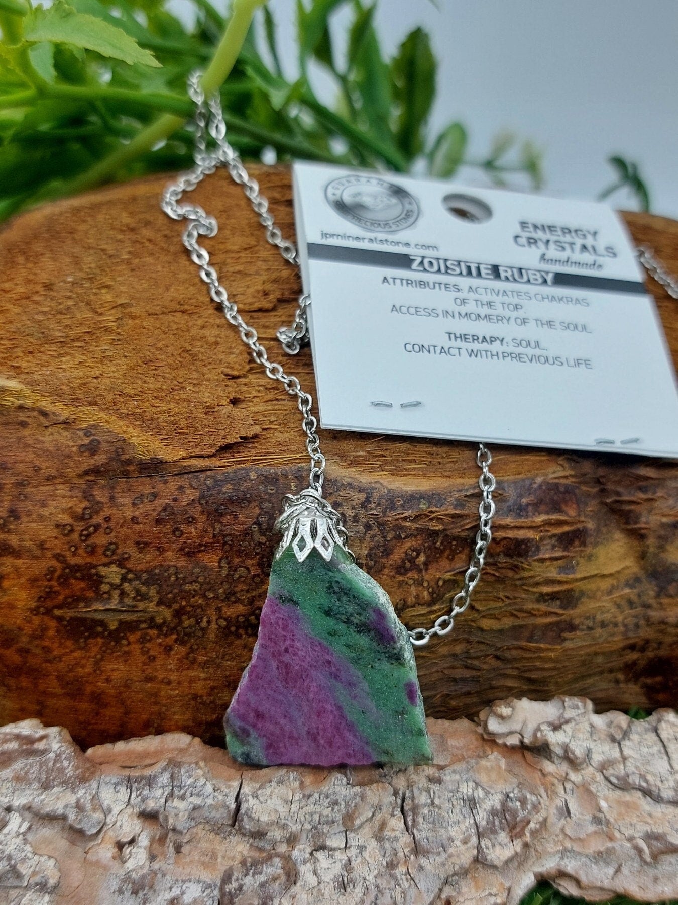 Natural Zoisite Ruby Crystal Necklace