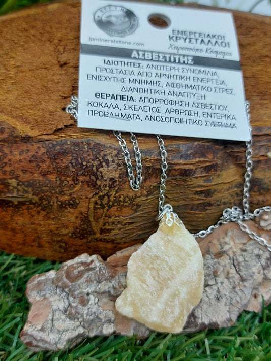 Natural Orange Calcite Crystal Necklace