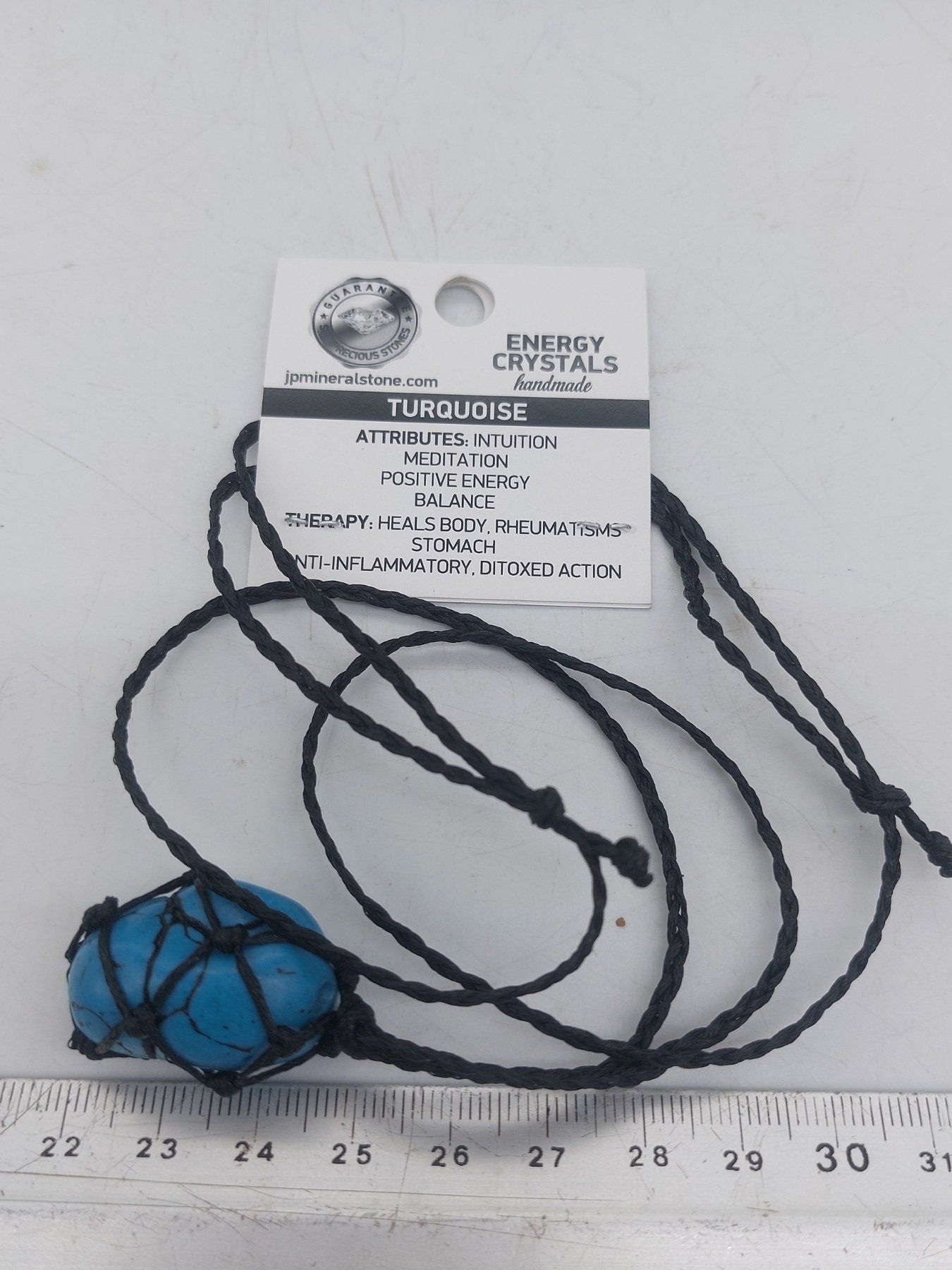 Turquoise Blue Howlite Polished Crystal Macrame Necklace