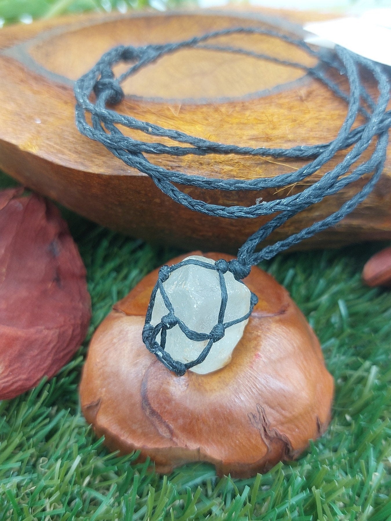 Yellow Topaz Crystal Macrame Necklace