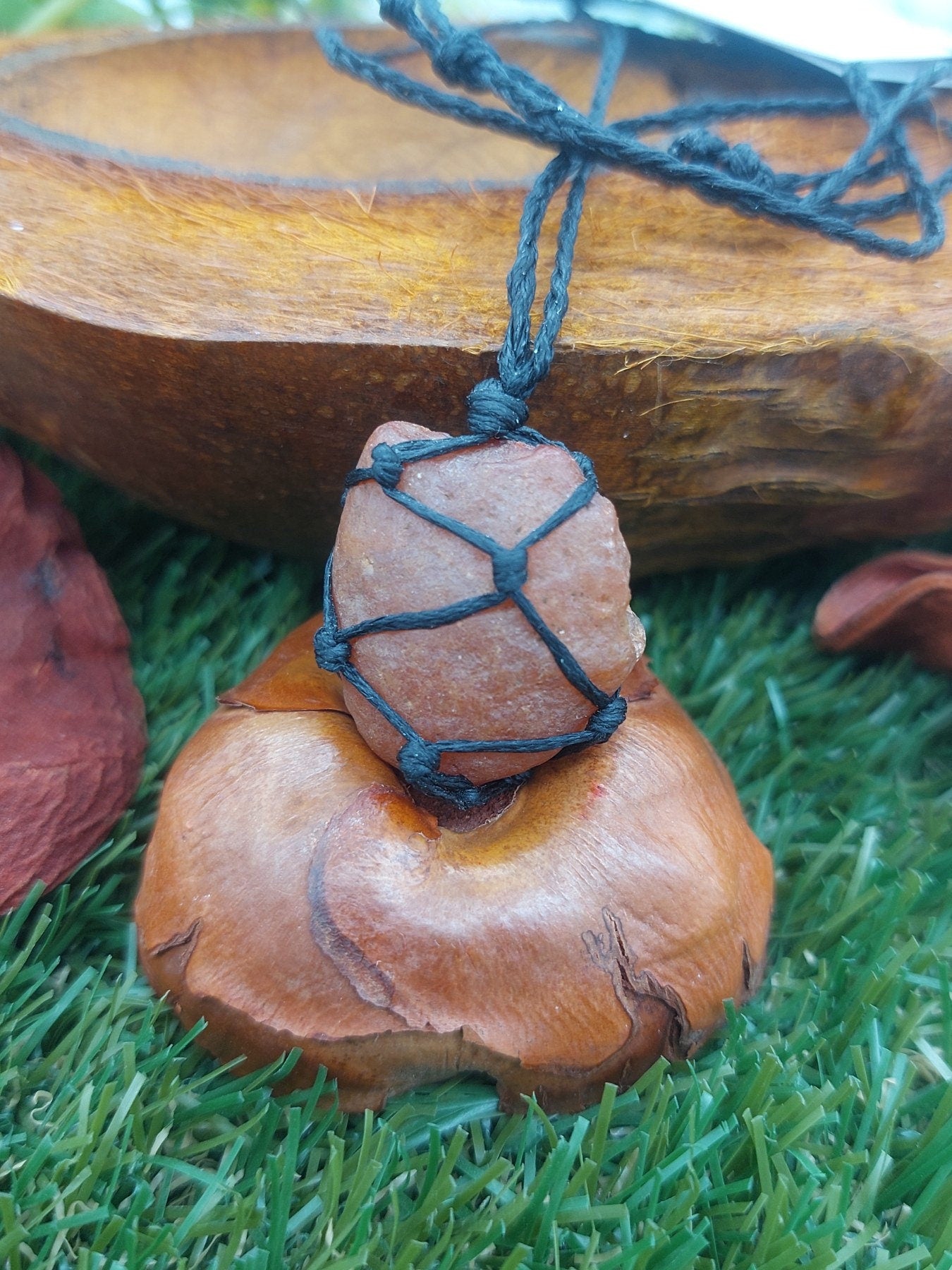 Natural Carnelian Crystal Macrame Necklace