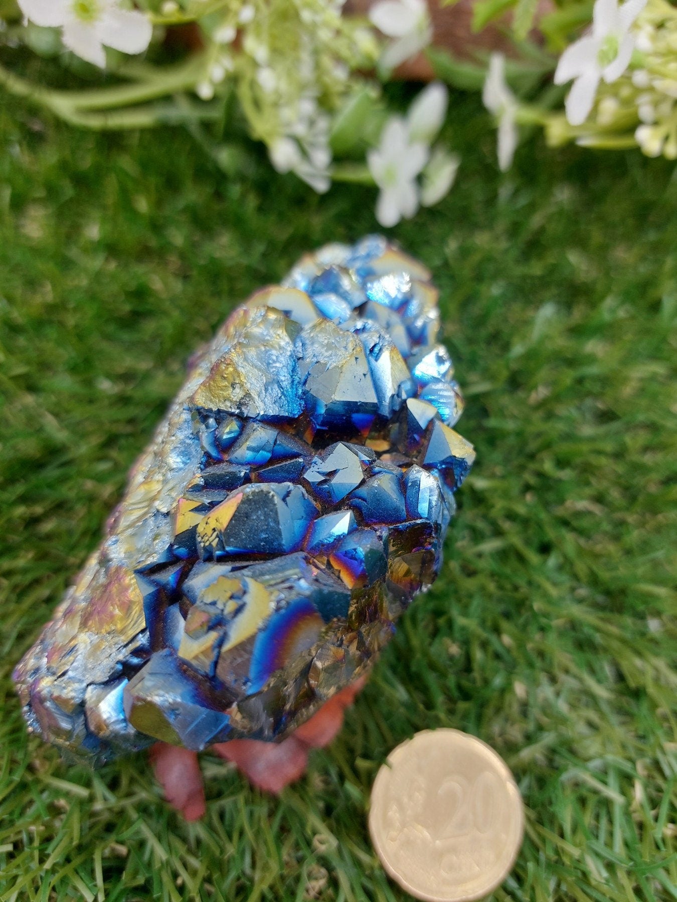 Amethyst Crystal with Titanium oxidation (Aura) - Amazing Collector's Piece Extra Quality