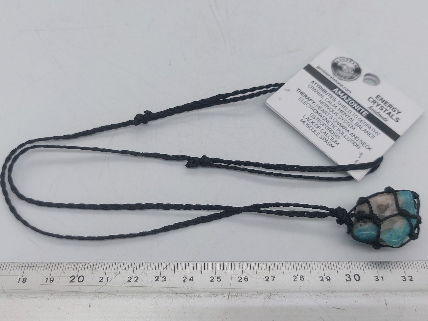 Amazonite Polished Crystal Macrame Necklace