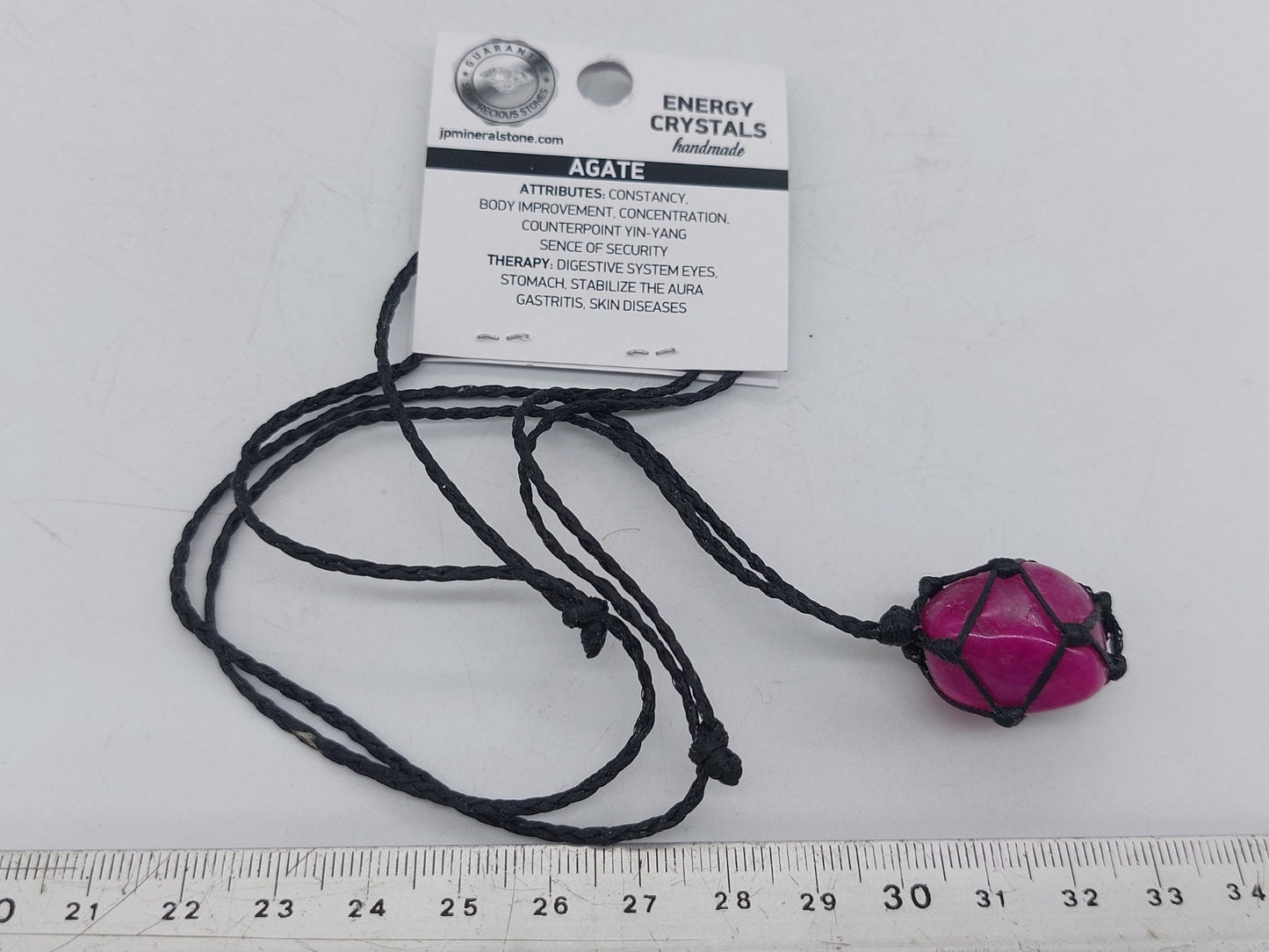 Rosa polierter Achat Kristall Heilung Makramee Halskette Schutz Geschenk Zubehör