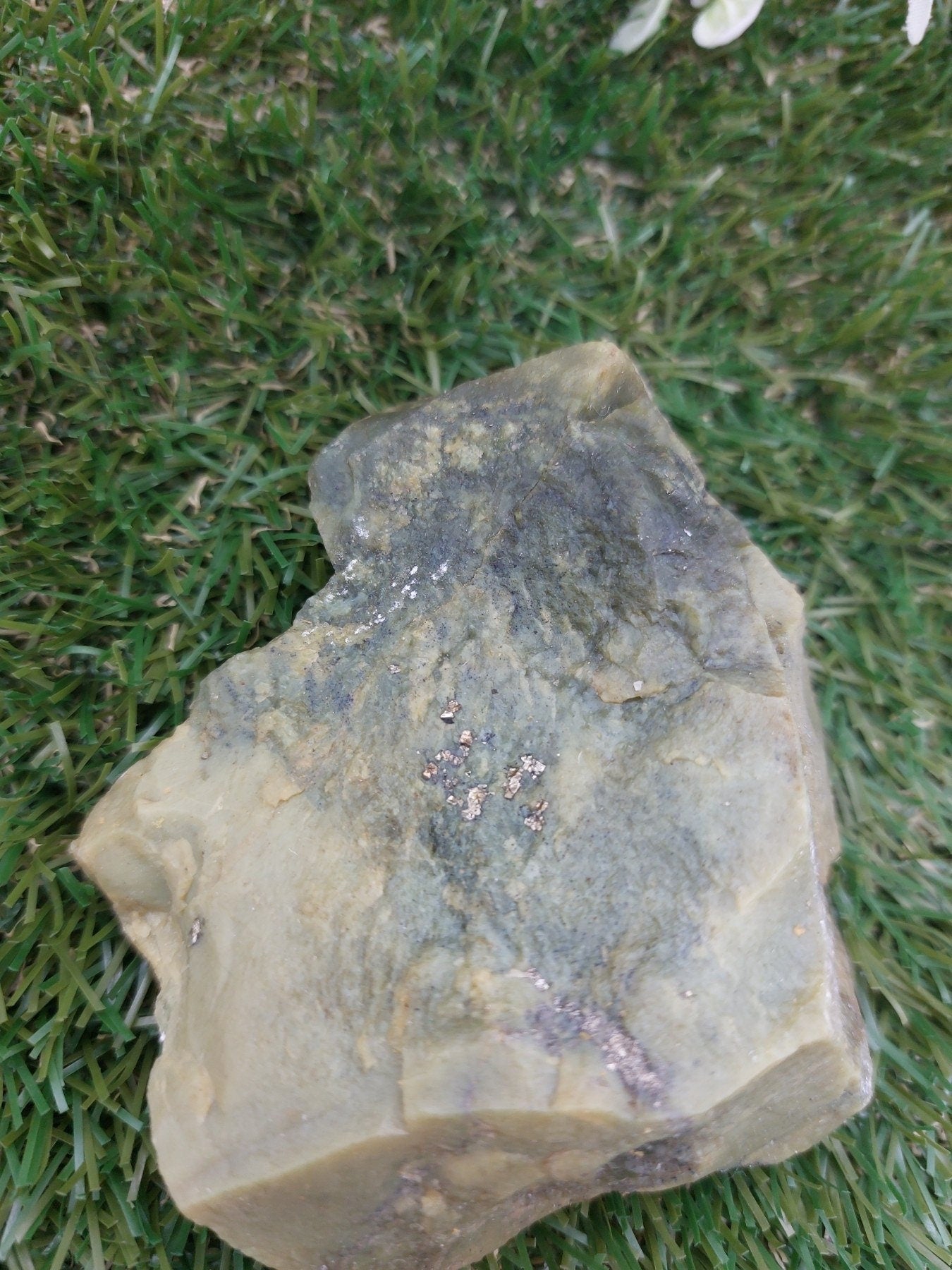 Serpentine with Pyrite Rough Crystal Rare Collector Piece  Home Decor