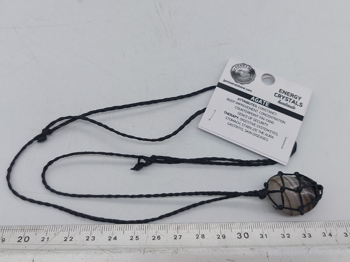 Natürlicher polierter Achat-Mineralstein, brasilianischer Kristall, Heilung, Makramee-Halskette, Schutz, Geschenk-Accessoires