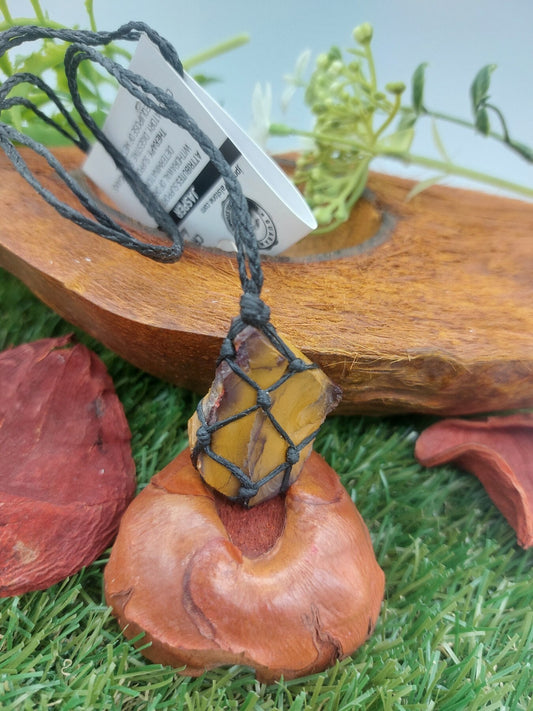 Jasper Mokaite Rough Crystal Macrame Necklace