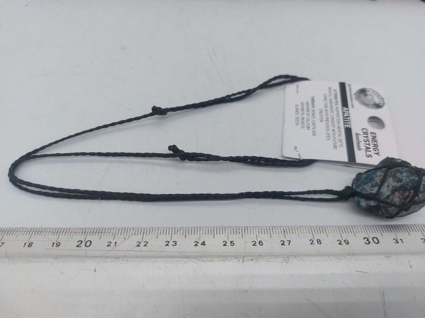 Blue Apatite Rough Crystal Macrame Necklace