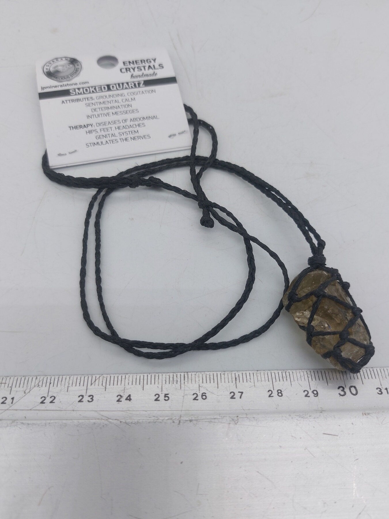 Rauchquarz Rohkristall Makramee Halskette