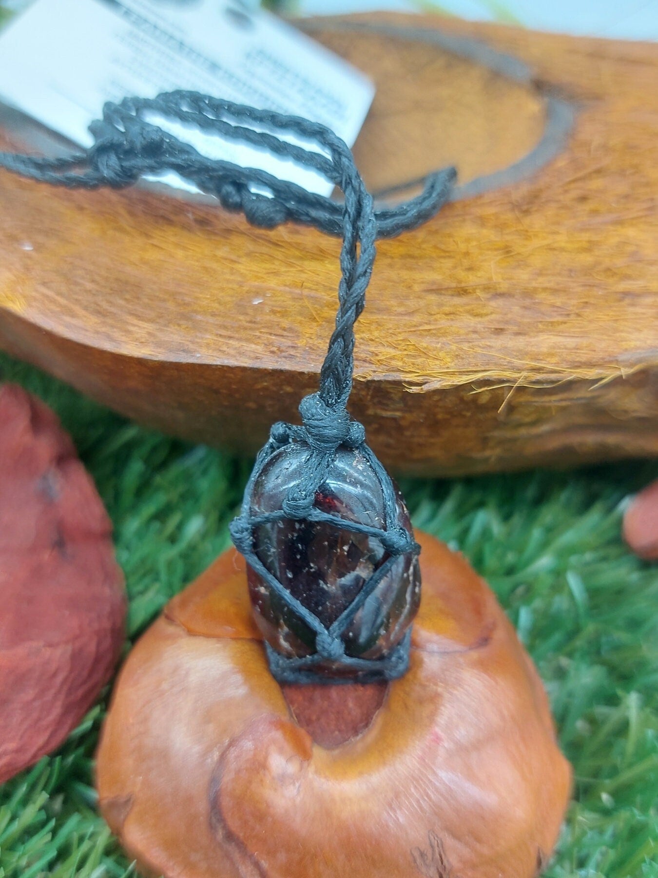 Κολιέ Κόκκινο Γρανάτη (Almandine) Κρυστάλλινο Μακραμέ