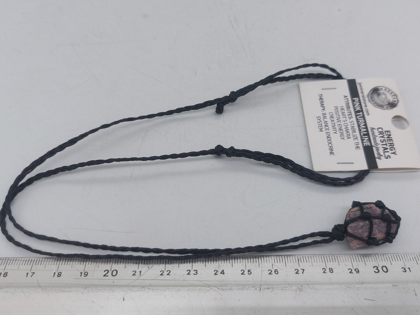 Pink Tourmaline Rough Crystal Macrame Necklace