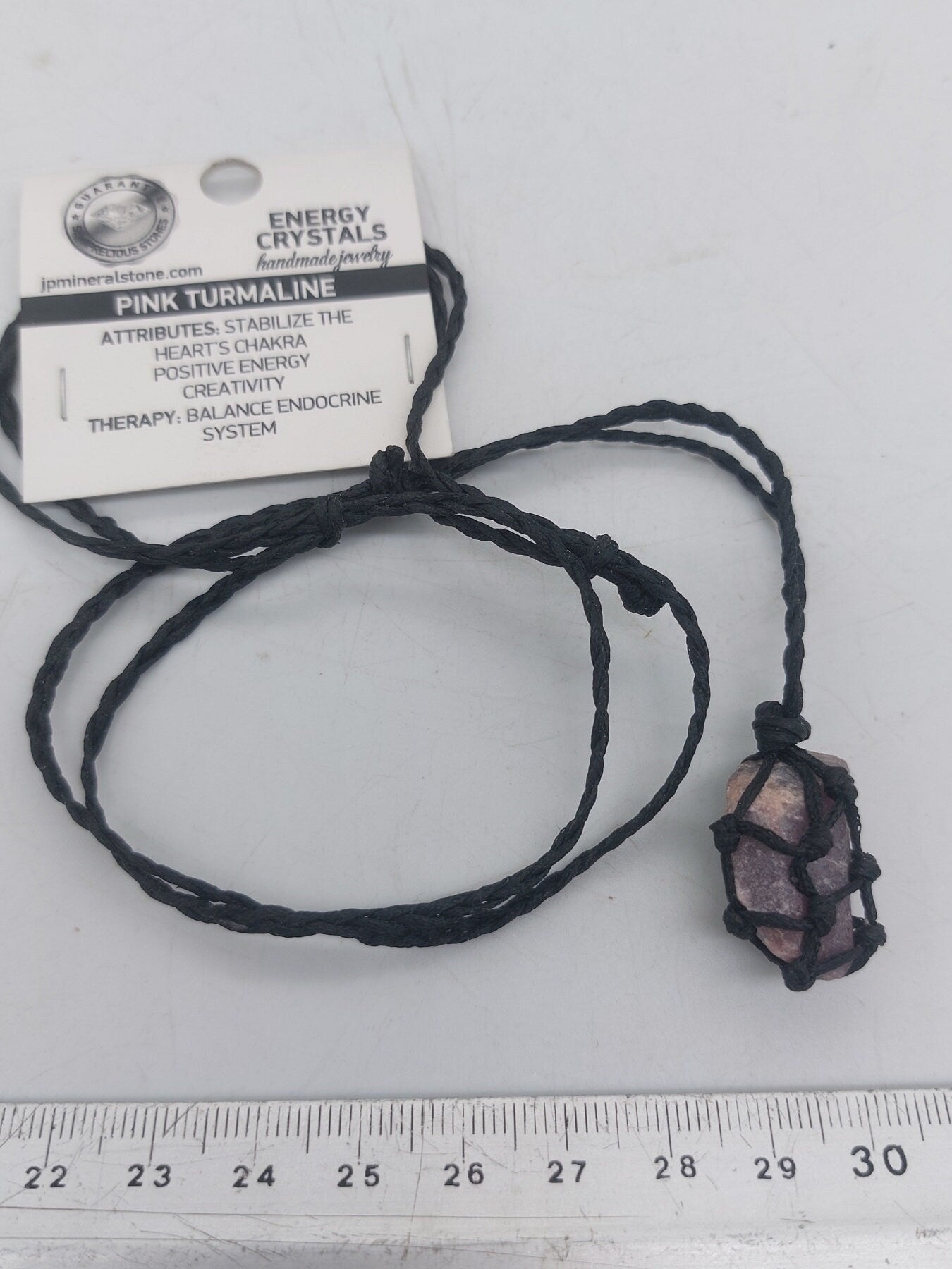 Pink Tourmaline Rough Crystal Macrame Necklace