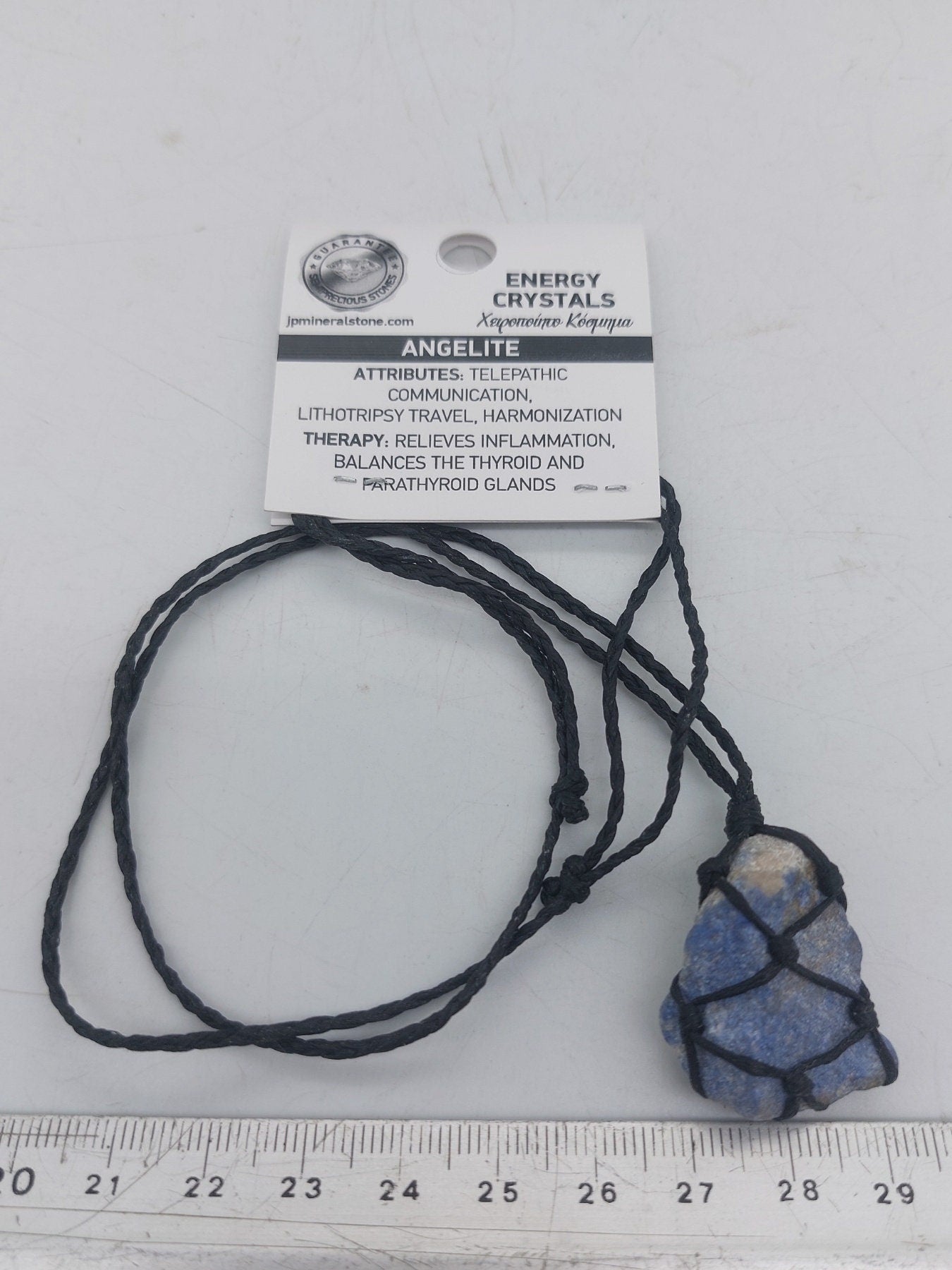 Angelite Rohkristall Makramee Halskette