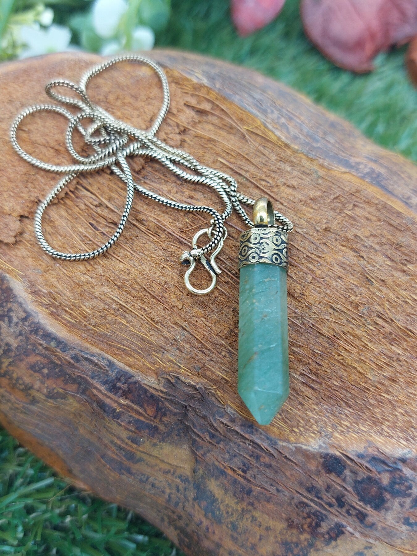 Jade Crystal Point Pendant