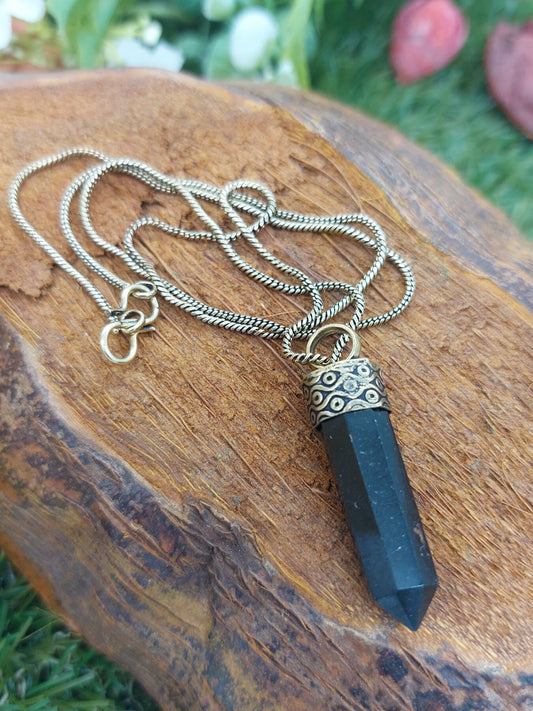 Black Tourmaline Crystal Point Necklace