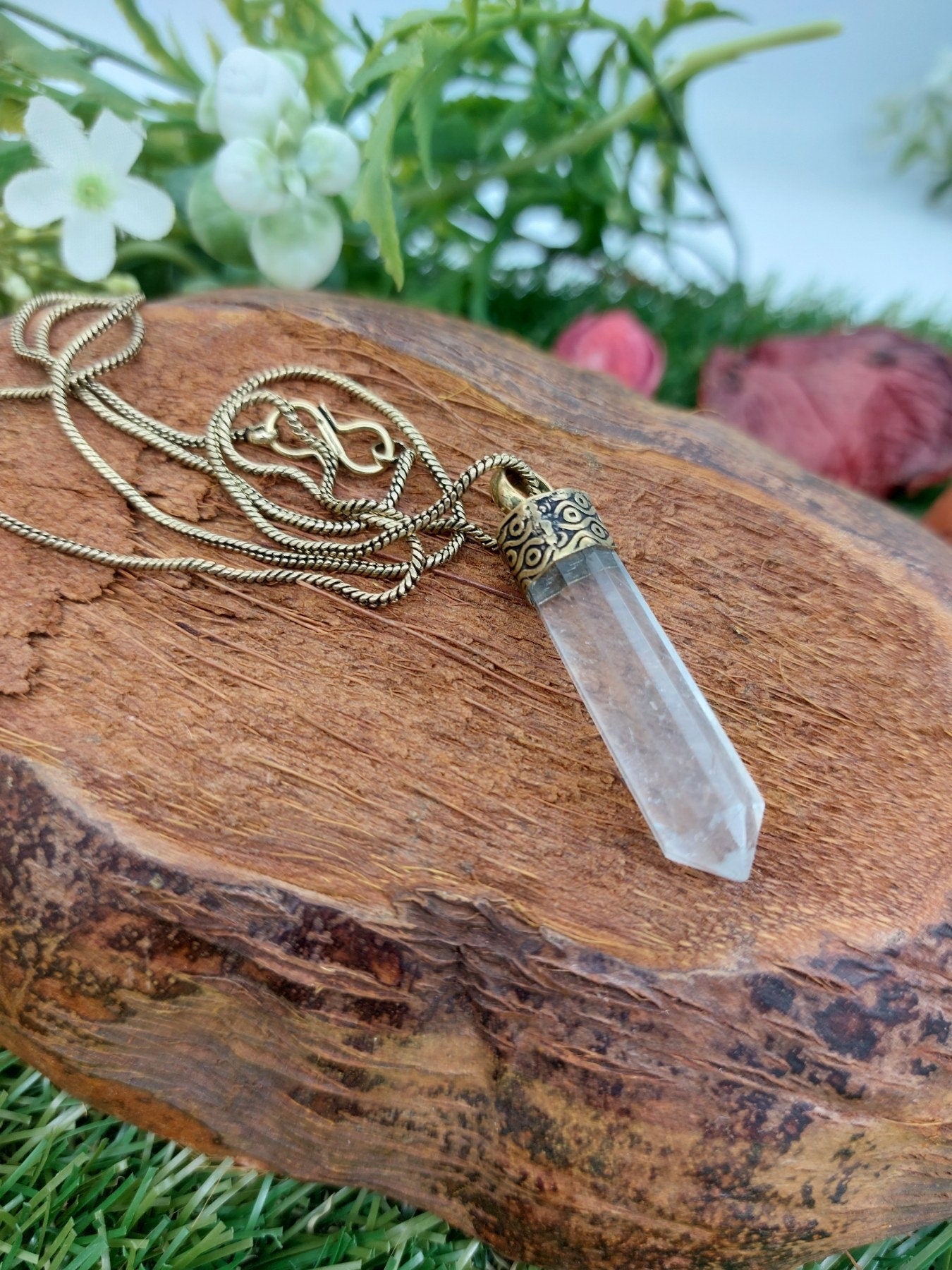 Clear Quartz Crystal point necklace