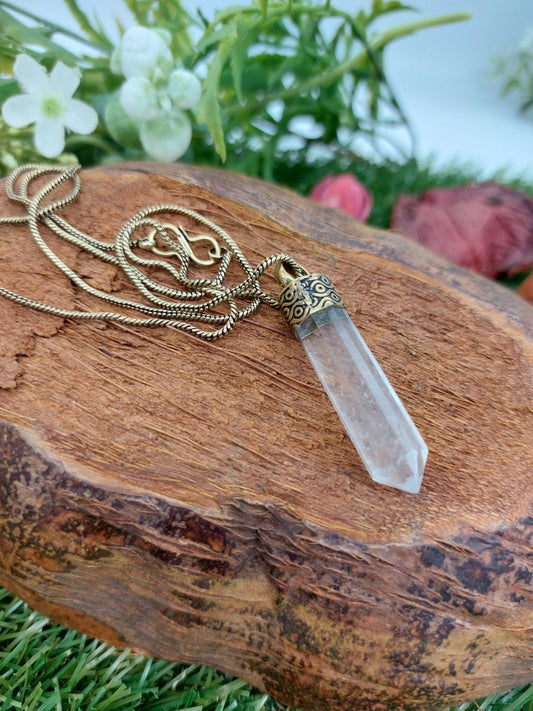 Clear Quartz Crystal point necklace