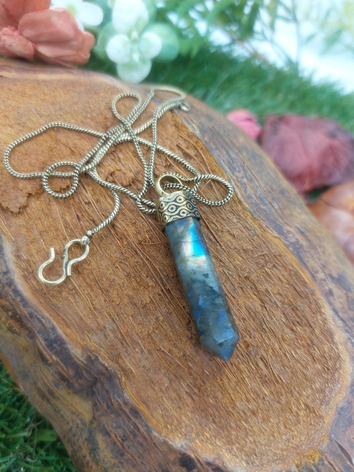 Labradorite Point Crystal Necklace