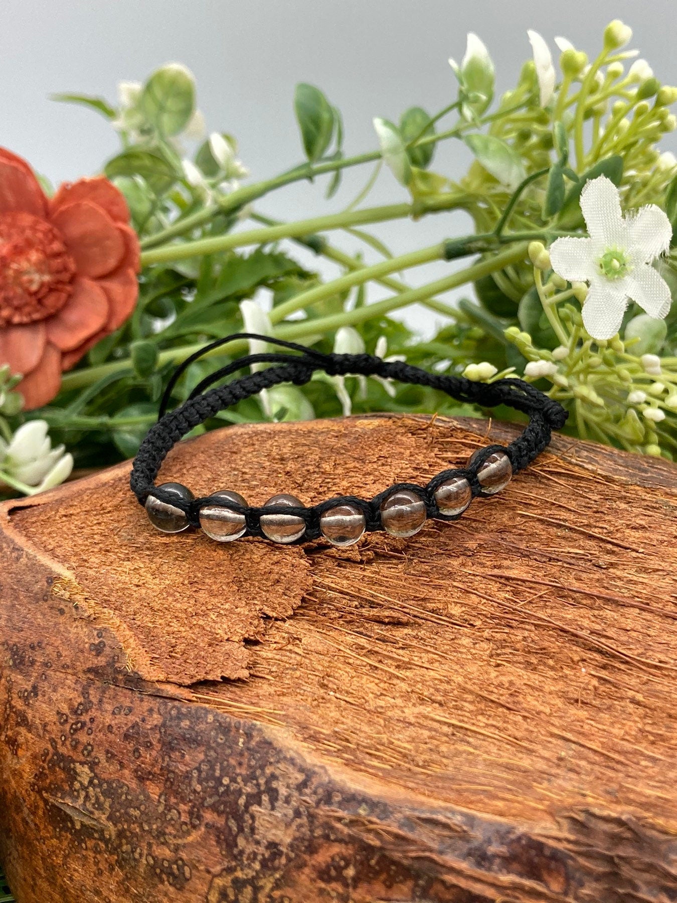 Smoky Quartz Crystal Beads Bracelet Handmade