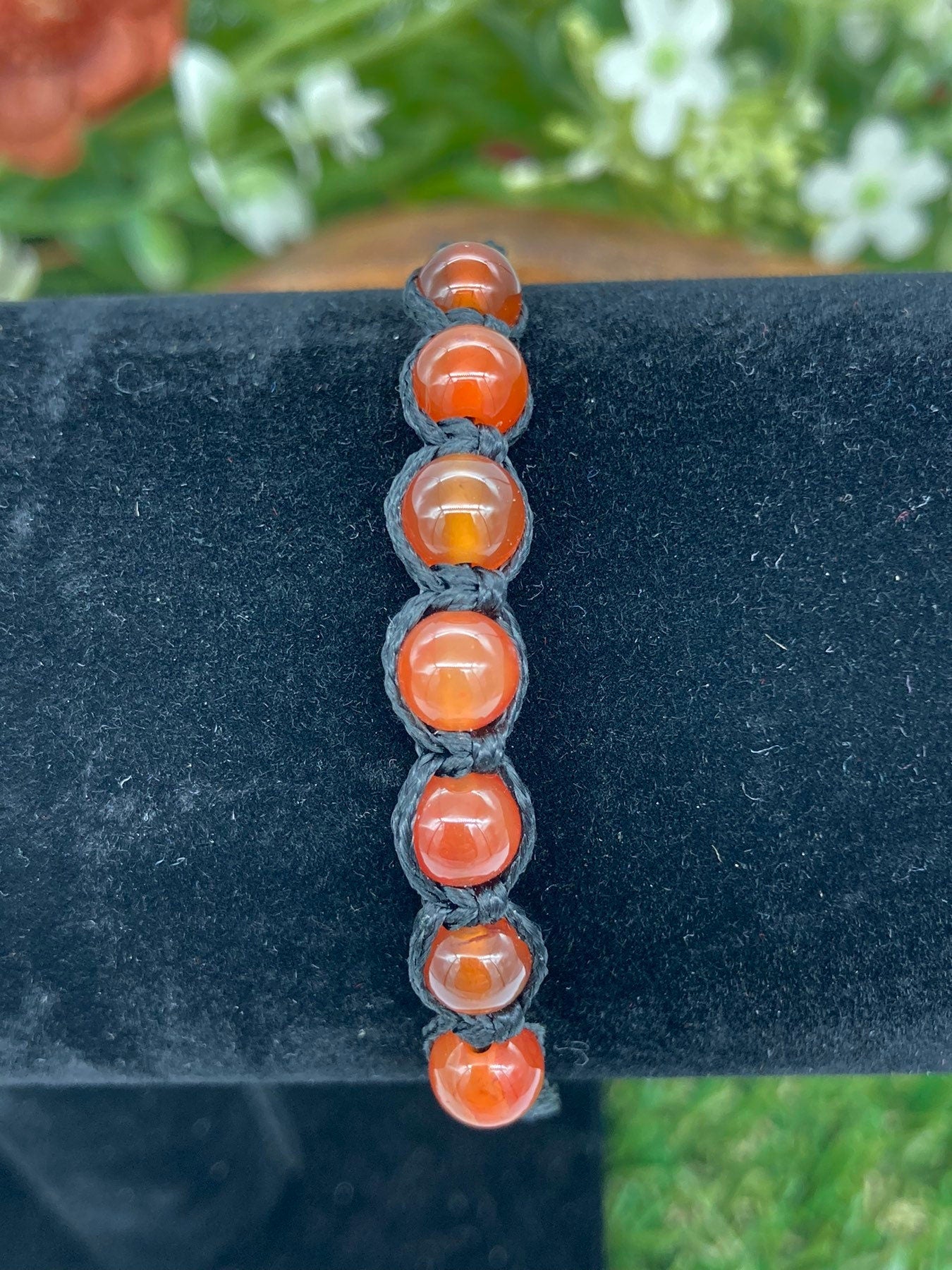 Carnelian Crystal Beaded Macrame Bracelet