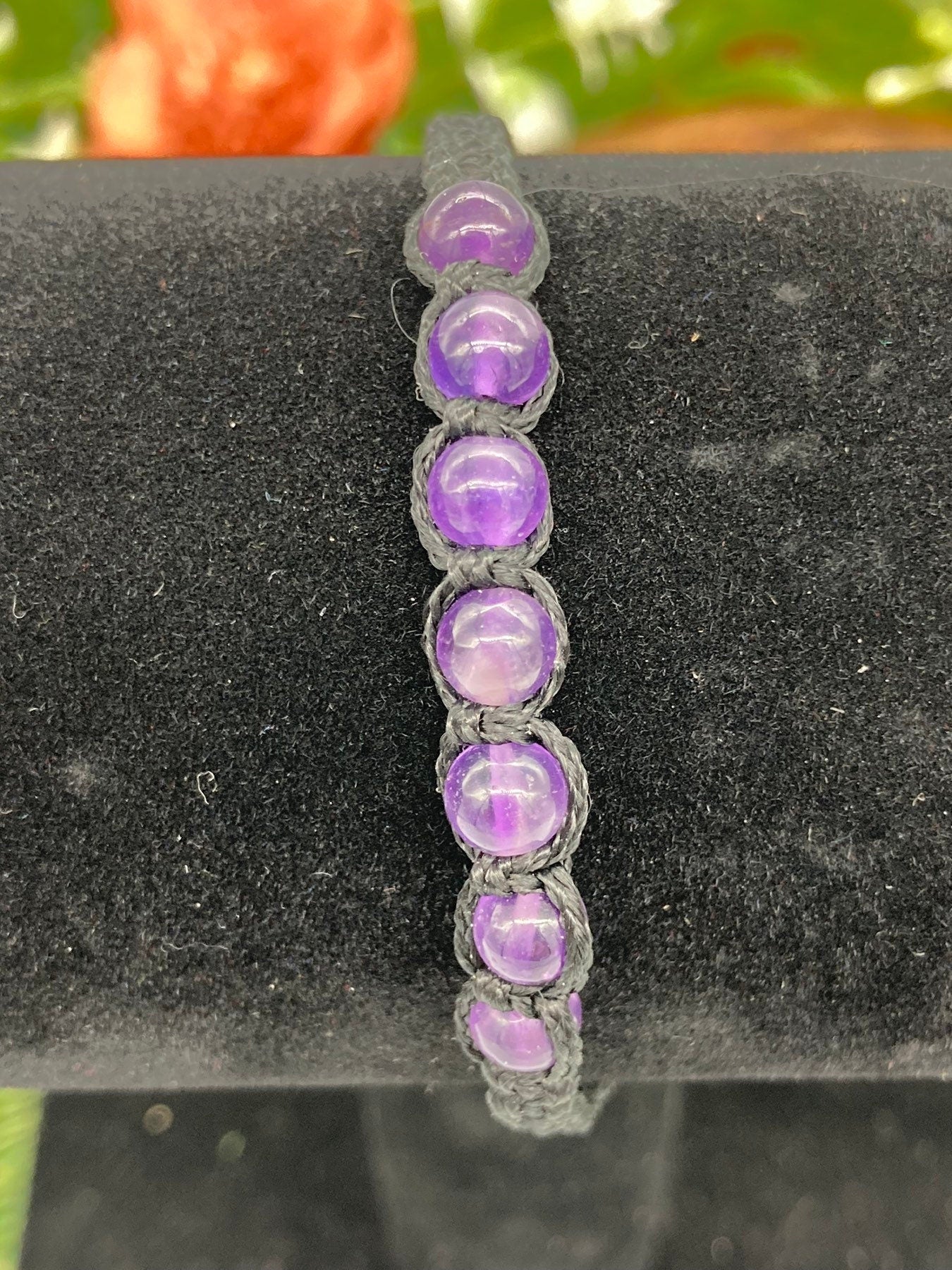 Amethyst Crystal Beaded Macrame Bracelet