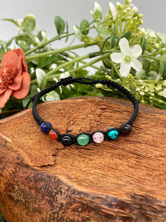 Chakra Crystals Beaded Macrame Bracelet