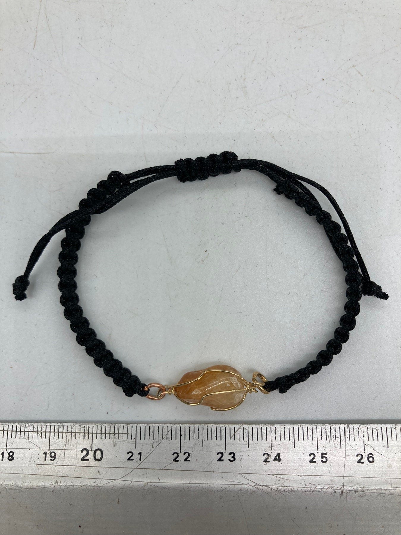 Citrine Crystal Macrame Bracelet with Gold Plated Wrap