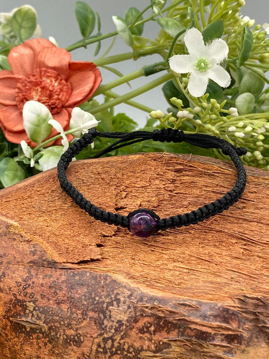 Amethyst Bead Macrame Bracelet
