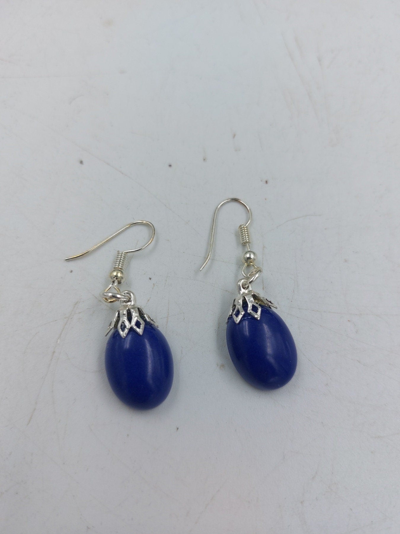 Lapis Lazuli Cabochon Crystal Earrings Handmade