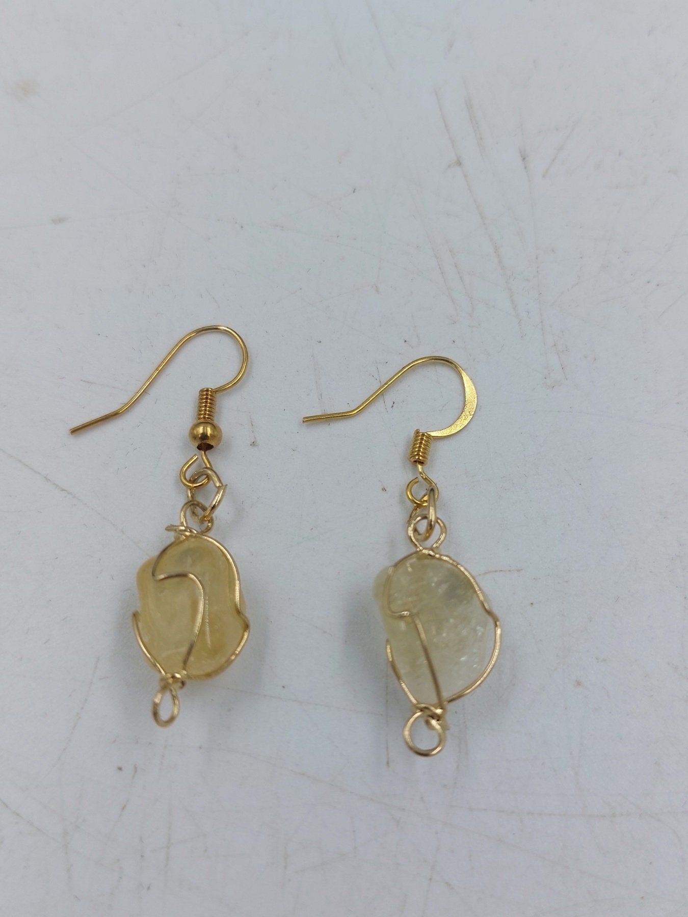 Citrine Crystal Earrings Gold Plated Handmade