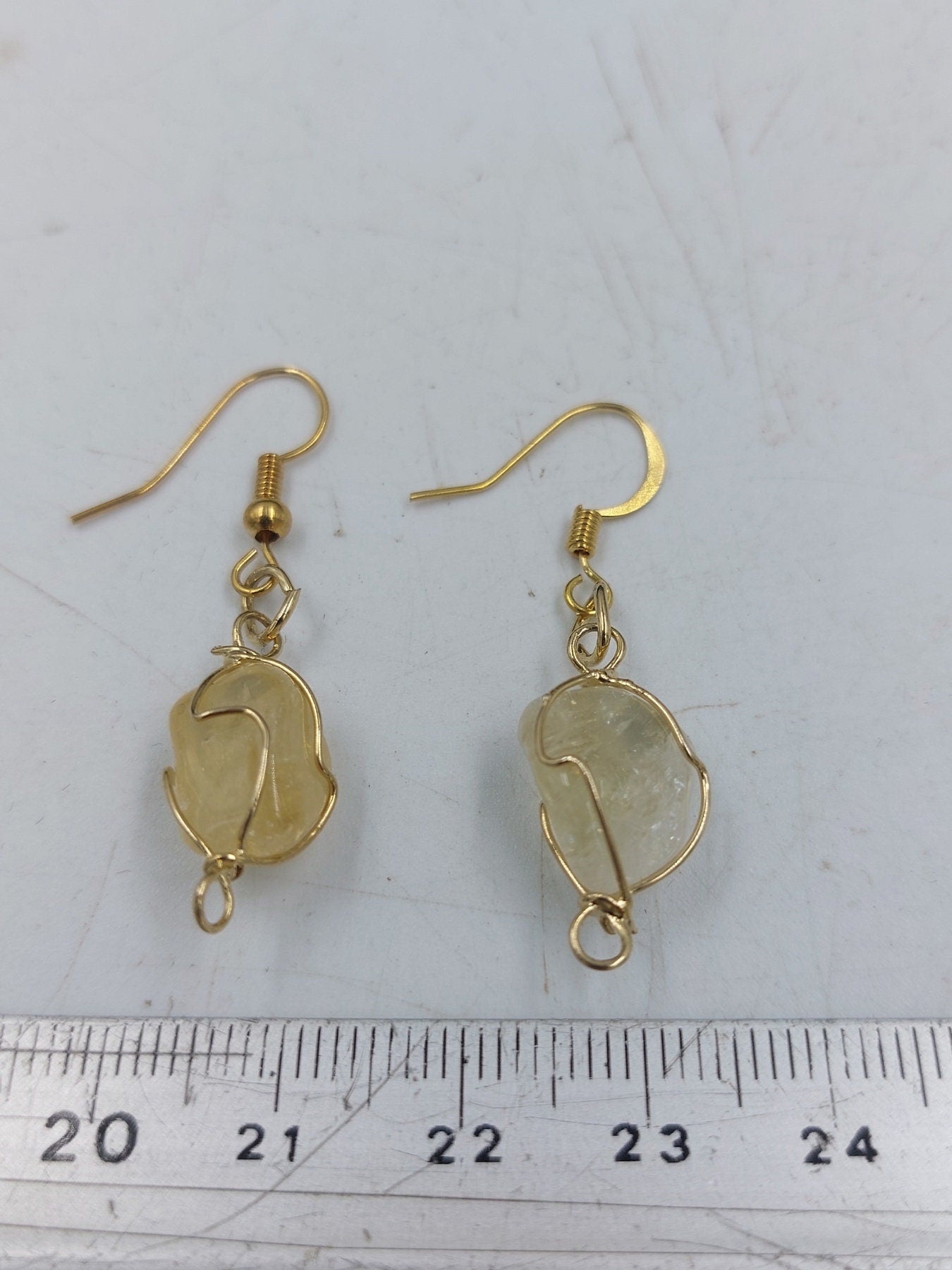 Citrine Crystal Earrings Gold Plated Handmade