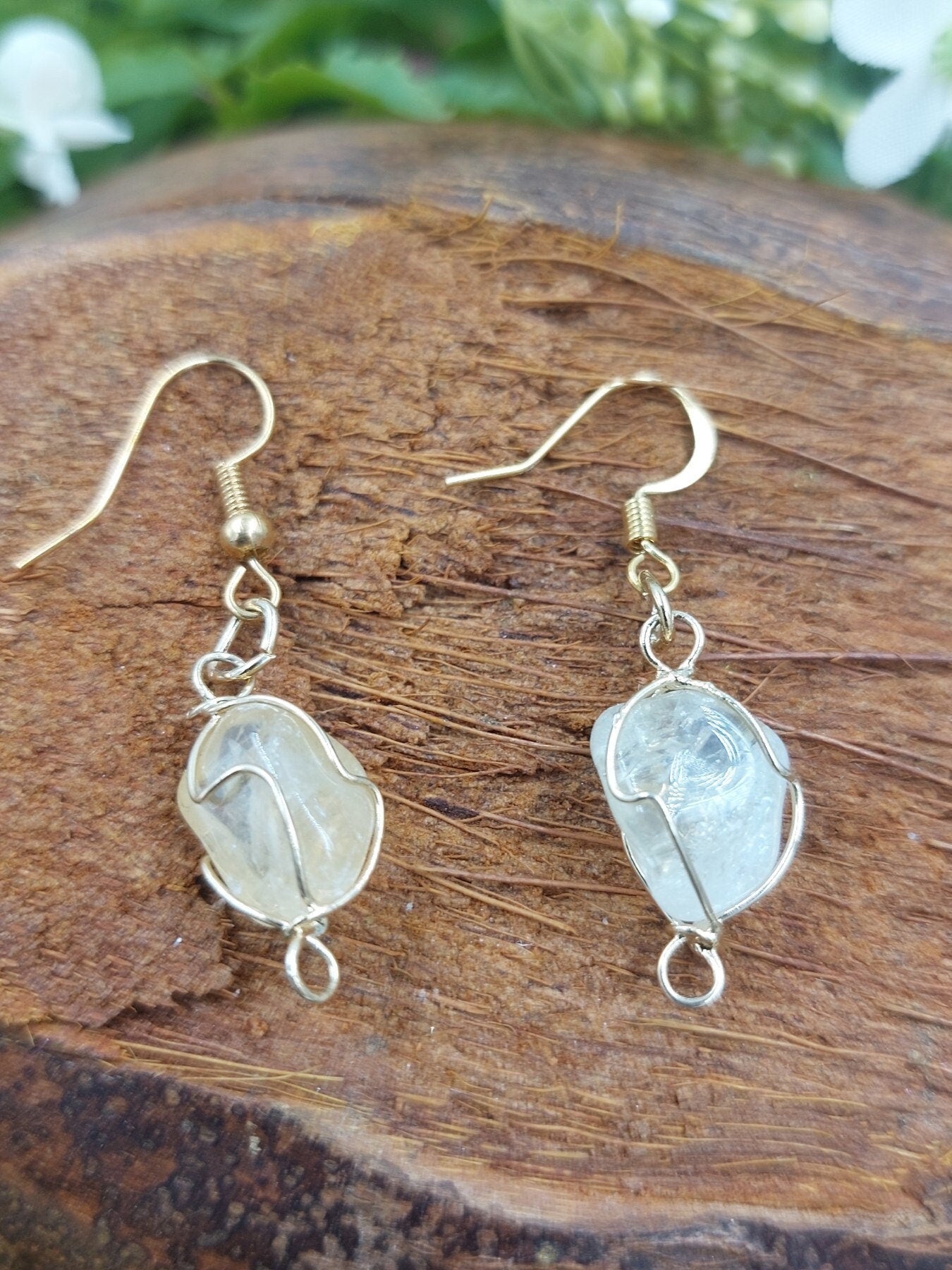 Citrine Crystal Earrings Gold Plated Handmade