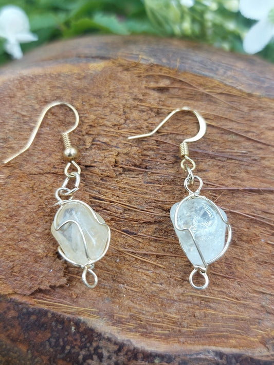 Citrine Crystal Earrings Gold Plated Handmade