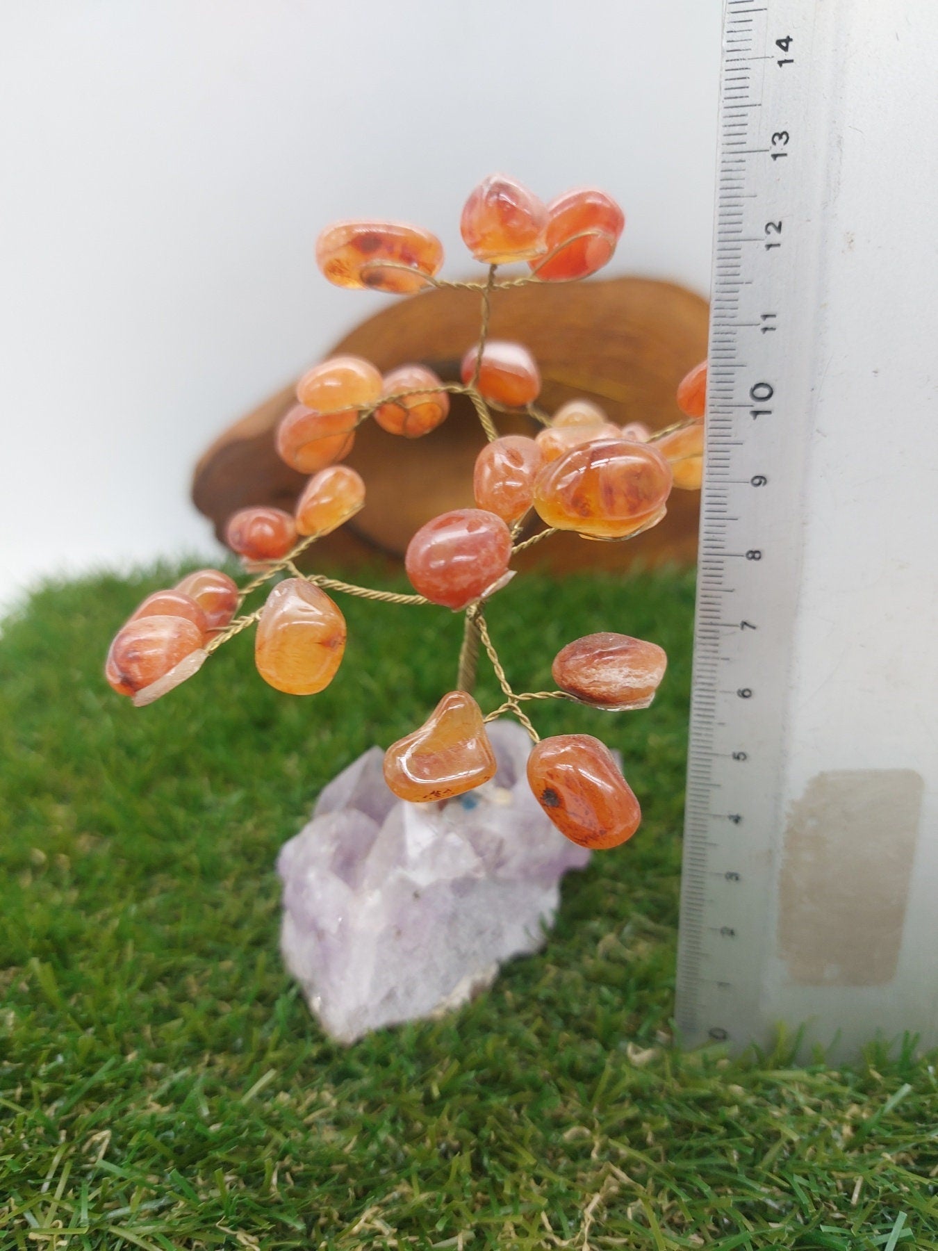 Carnelian Crystal Tree of Life with Amethyst Base Home Decoration