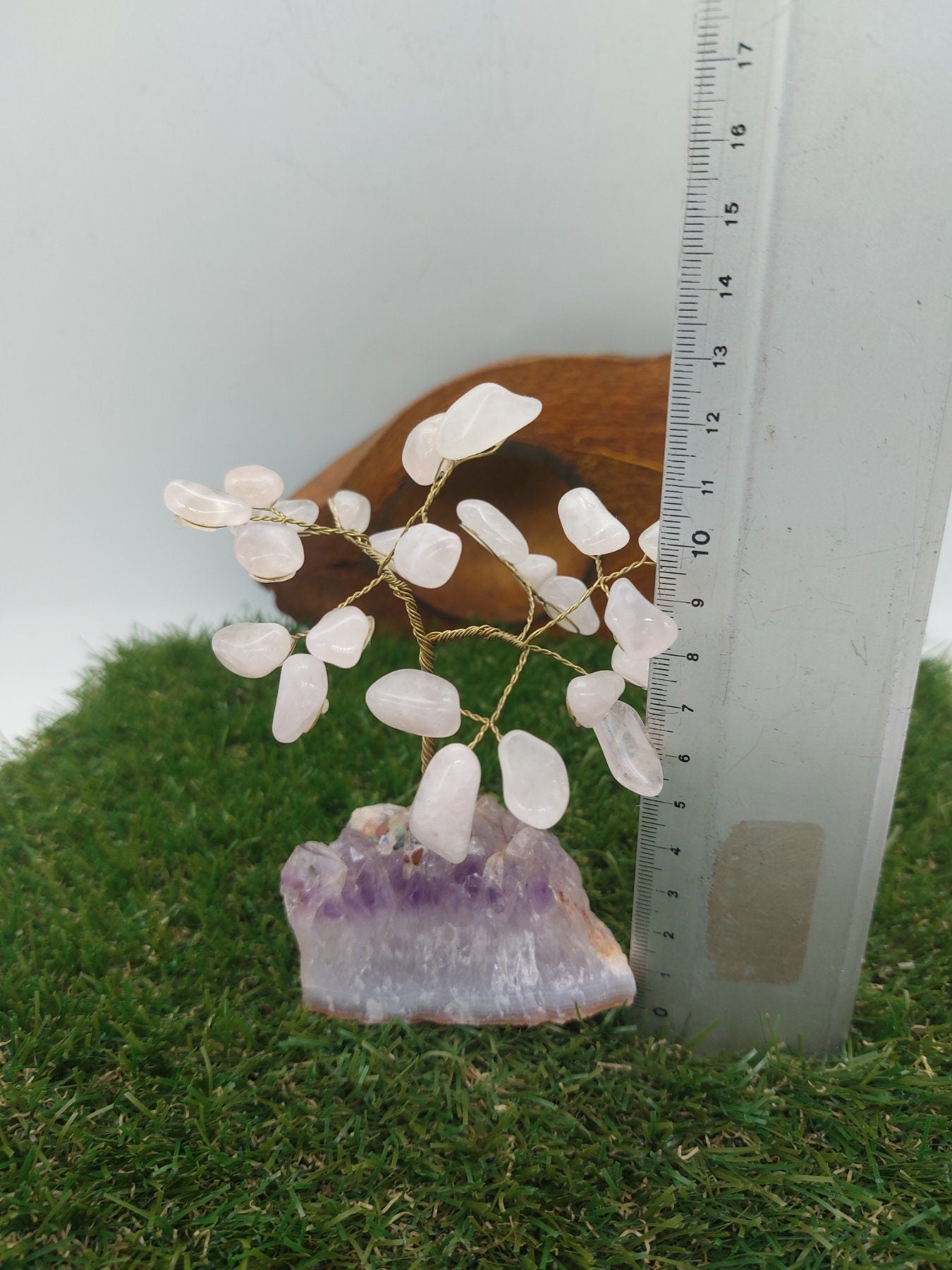 Rose Quartz Crystal Tree of Life with Amethyst Base - Home Decoration