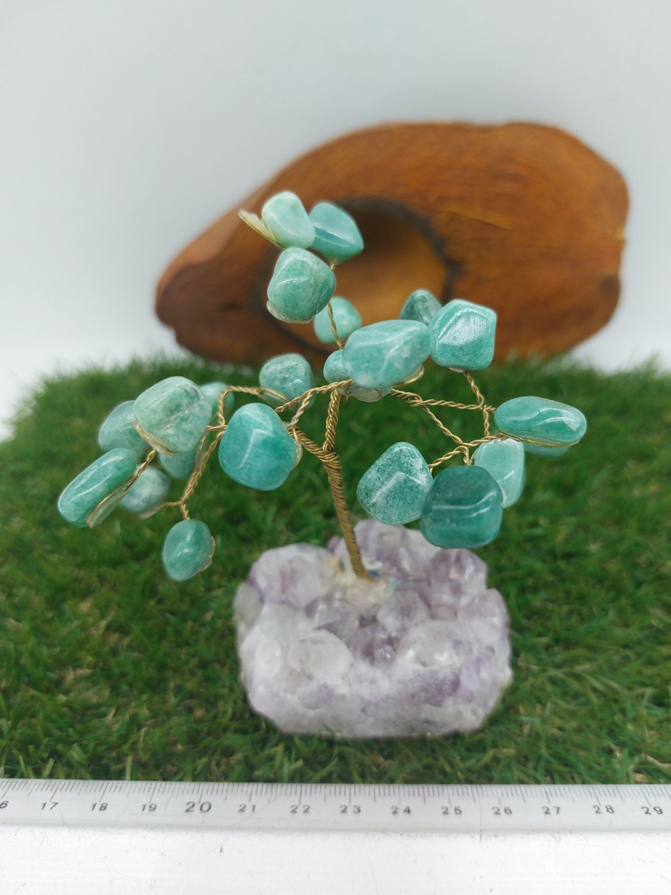 Green Aventurine Crystal Tree of Life with Amethyst Base - Home Decoration