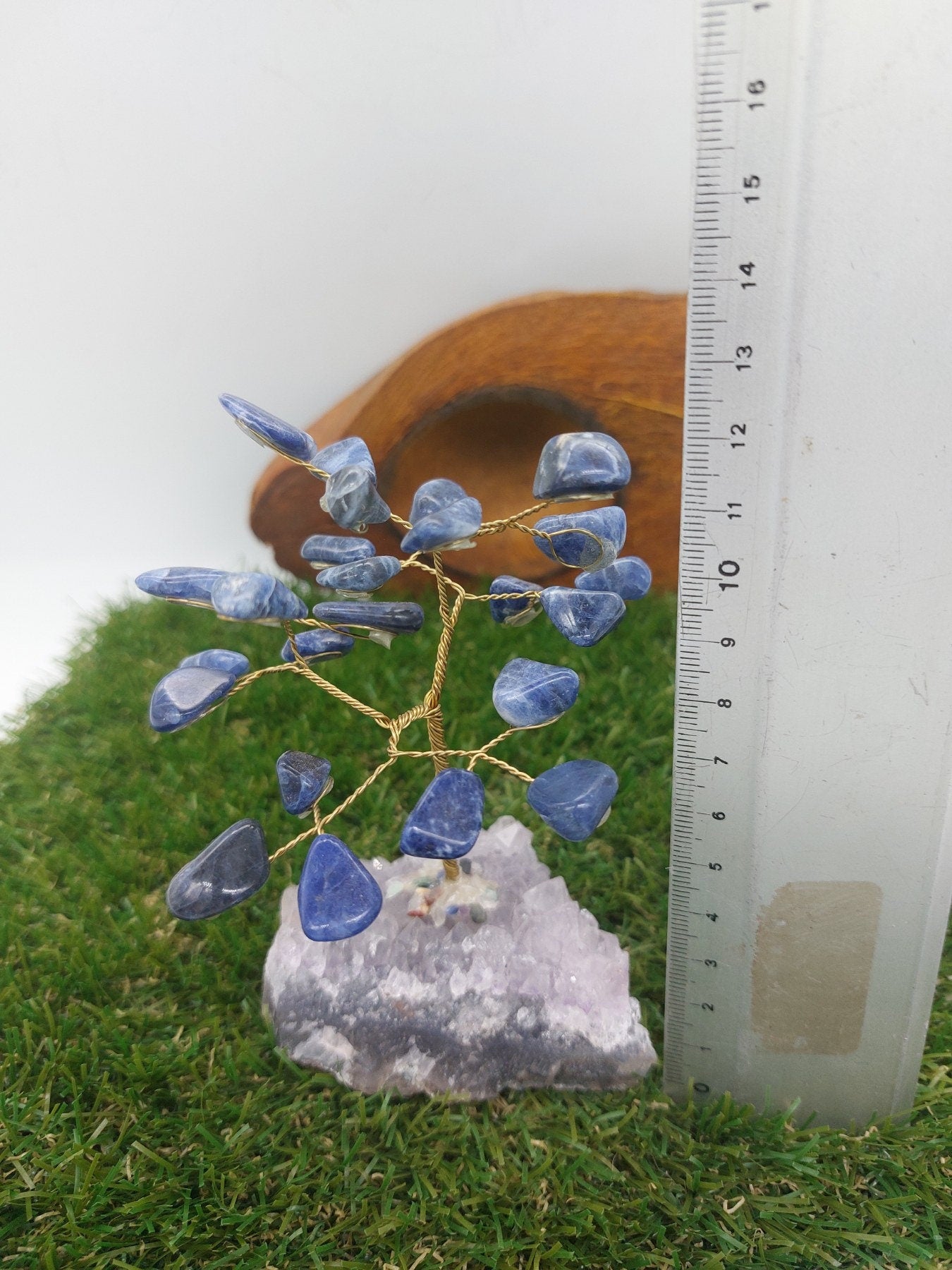 Sodalite Crystal Tree of Life with Amethyst Base - Home Decoration