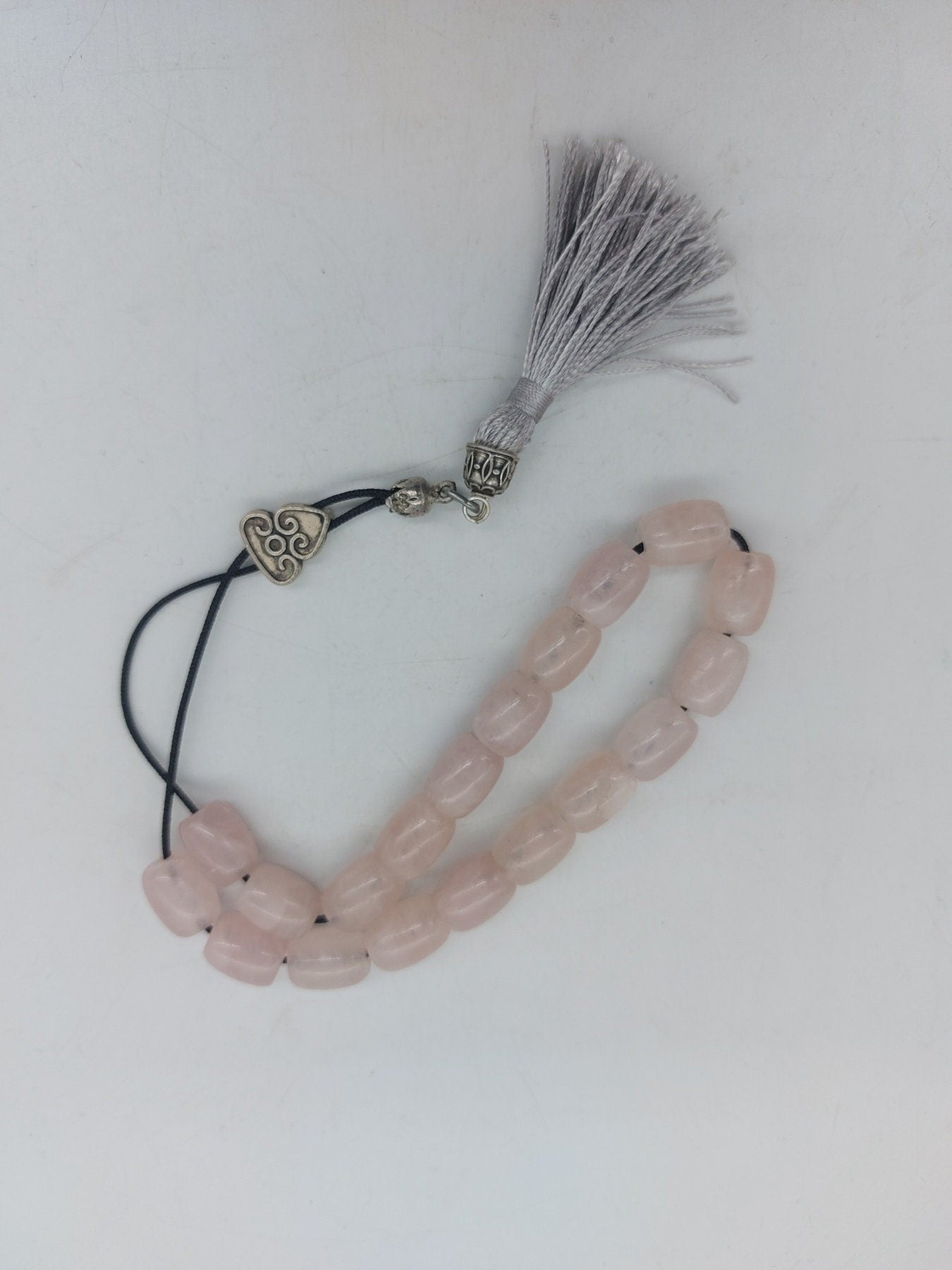 Rose Quartz Crystal -Handmade-Worry beads-Meander-Greek kompoloi-Greek coulture-Gift idea-Men's accessories