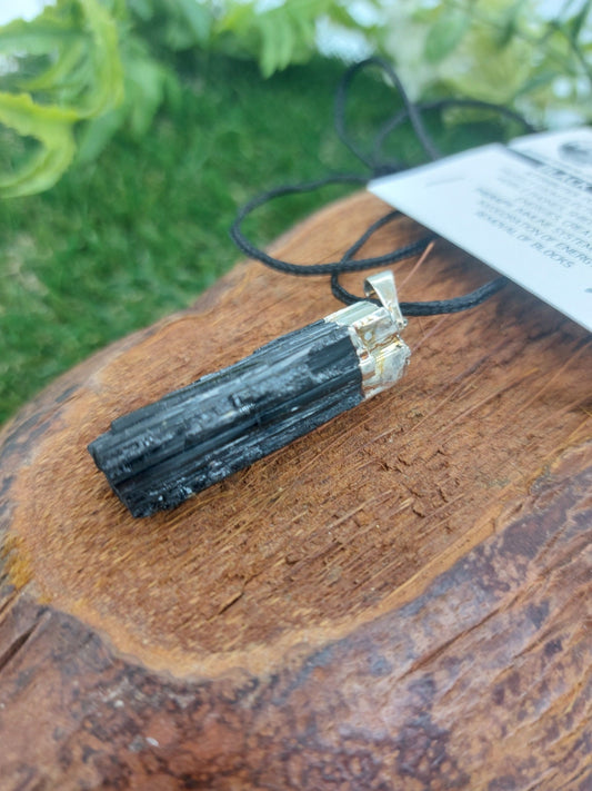 Natural Rough Tourmaline Silver Necklace Healing Crystal Accessories Zodiac Mineral Stone