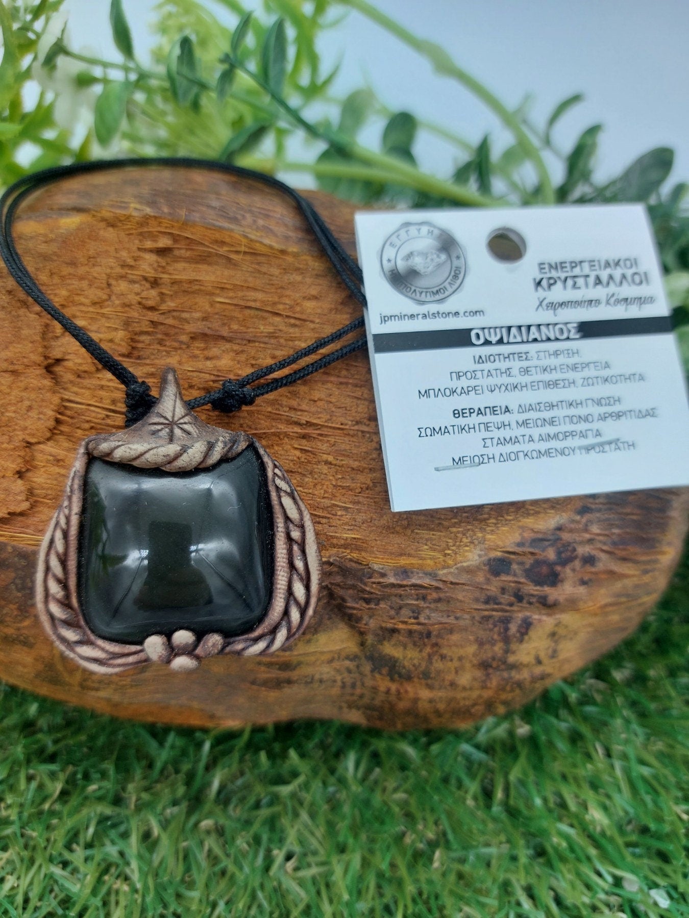 Natural Handmade necklace - Capuchon Cut Rainbow Obsidian Stone - Healing Crystal Accessories Zodiac Mineral Stone