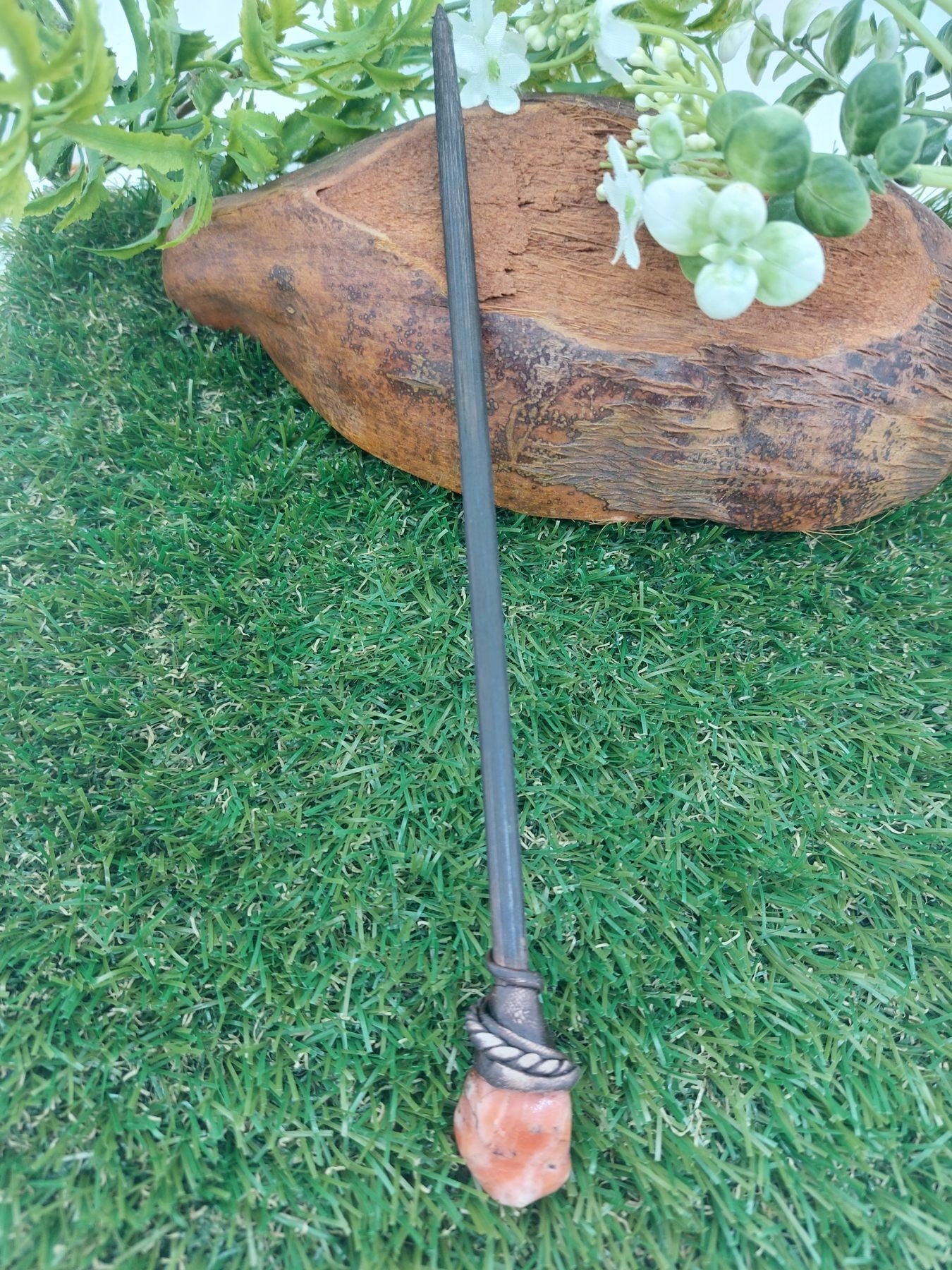 Orange Calcite Polished Crystal Wand -Fairy wand-Wizard wand-Nature Wand Healing Crystal Zodiac Mineral Stone