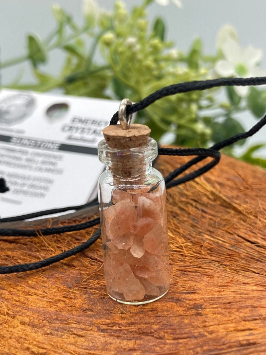 Sunstone Crystal Chips Bottle Necklace