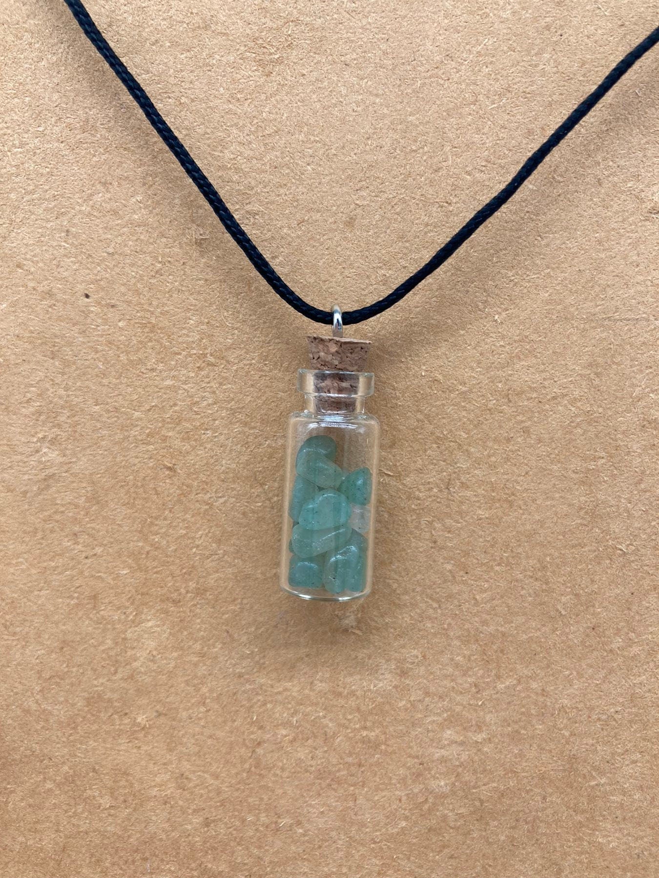 Green Aventurine Polished Crystal Chips Bottle Necklace