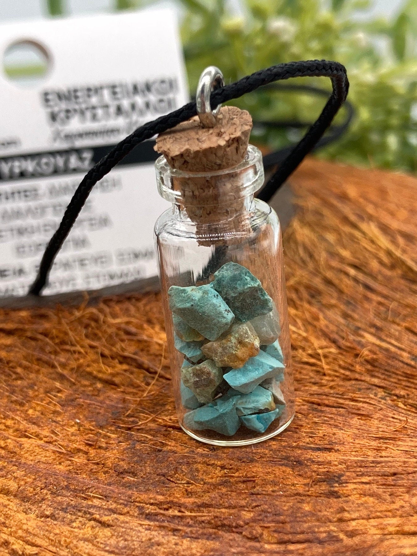 Turquoise Crystal Chips Bottle Necklace