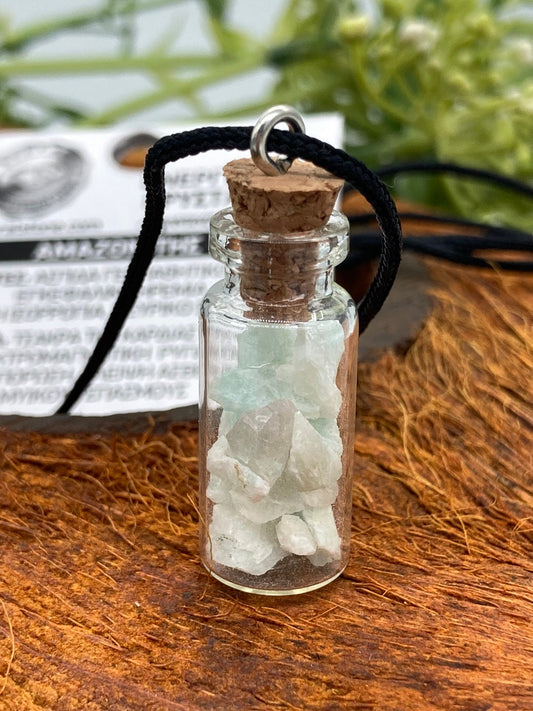 Amazonite Crystal Chips Bottle Necklace