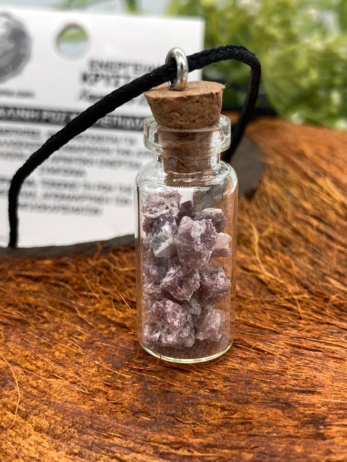 Pink Tourmaline with Lepidolite Crystal Chips Bottle Necklace