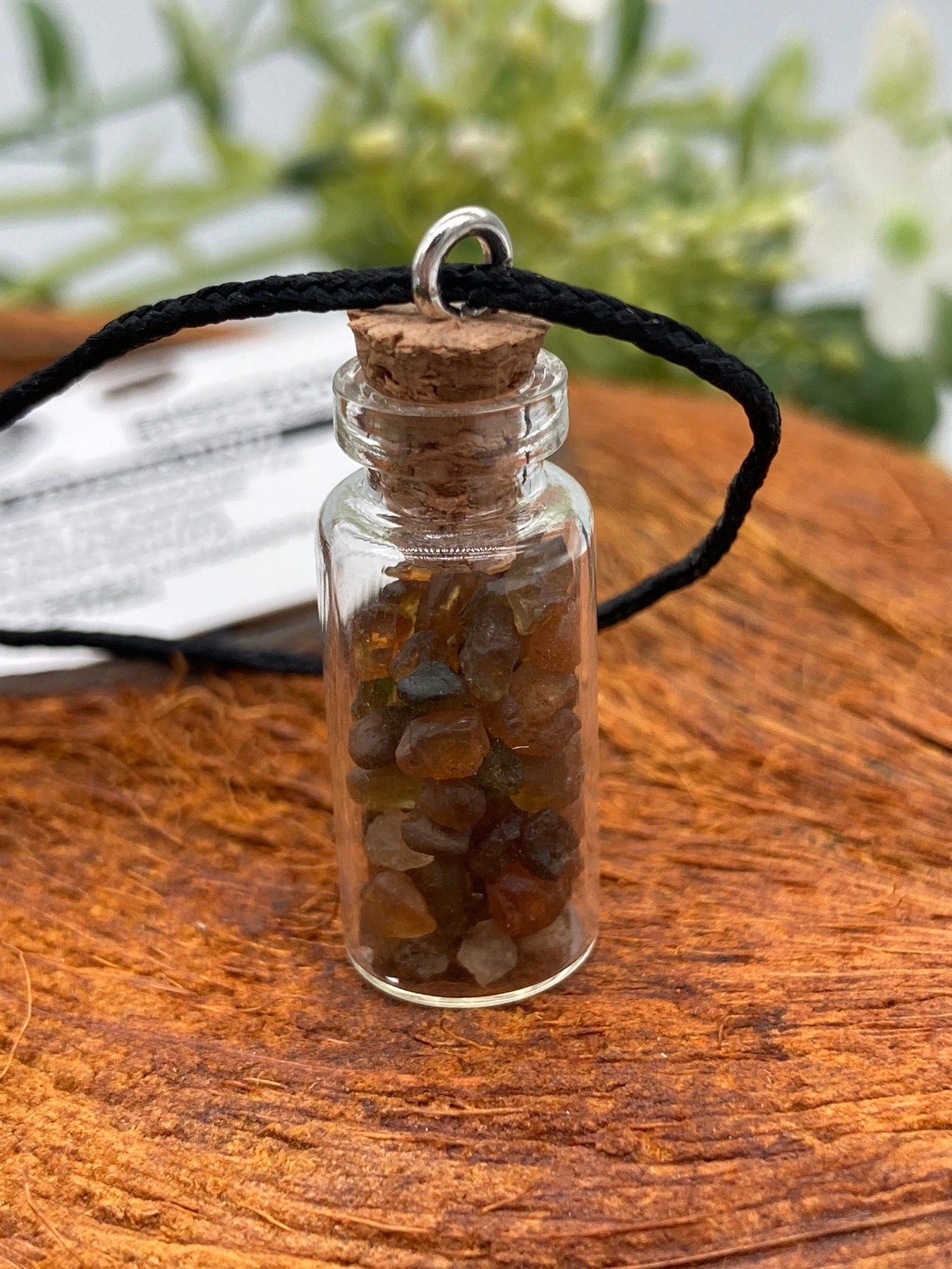 Brown Tourmaline Crystal Chips Bottle Necklace