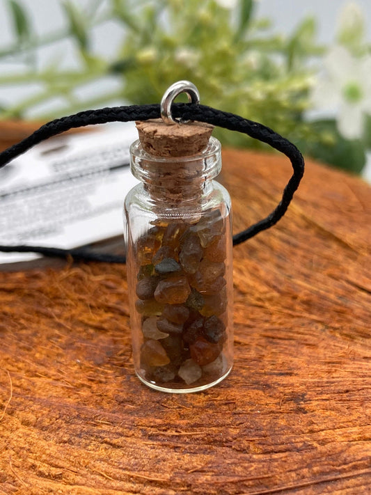 Brown Tourmaline Crystal Chips Bottle Necklace