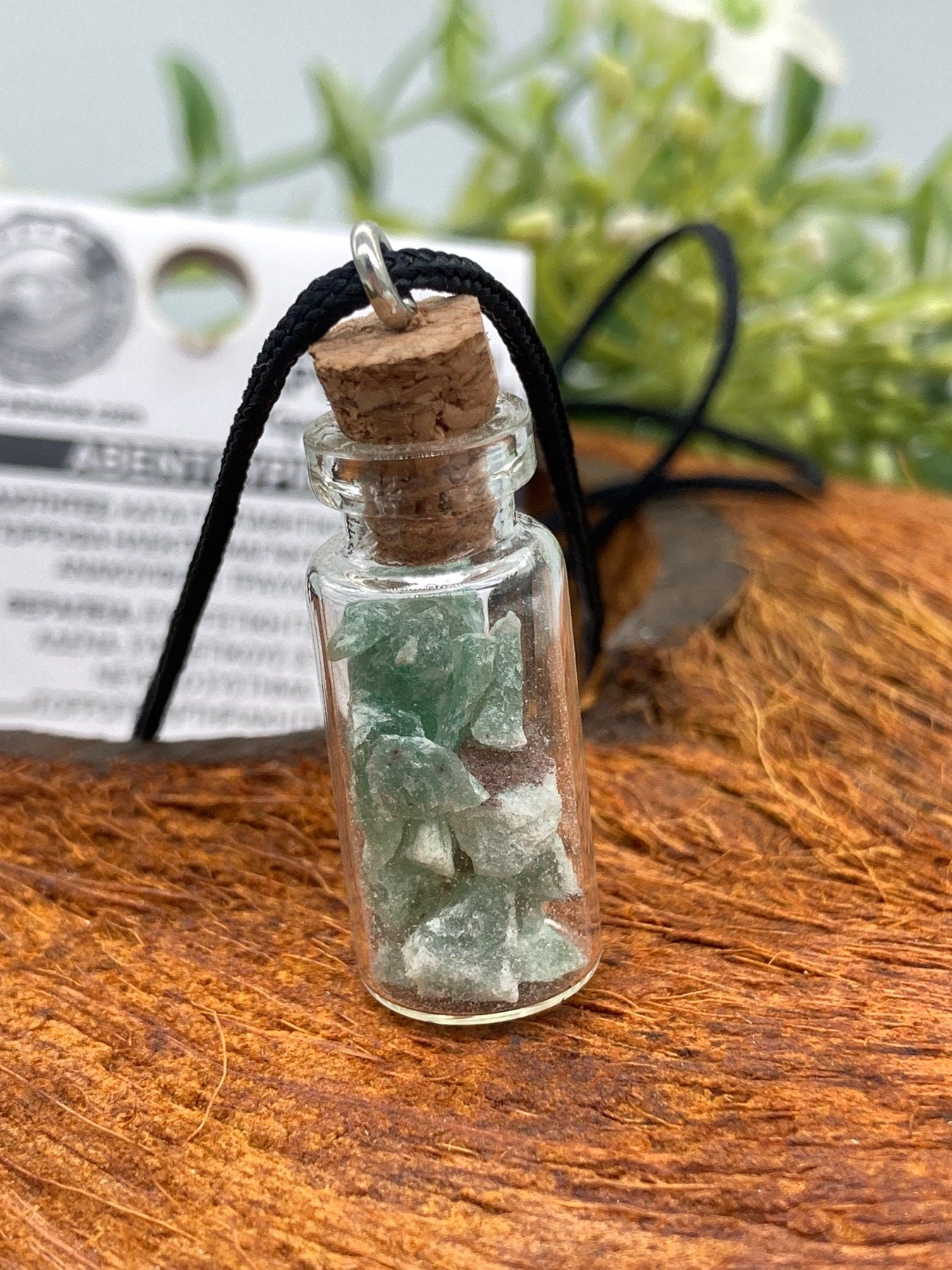 Green Aventurine Rough Crystal Chips Bottle Necklace