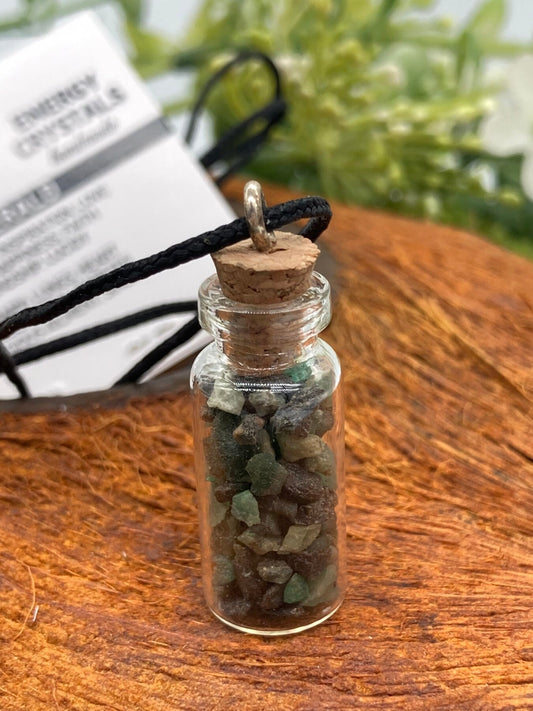 Emerald Crystal Chips Bottle Necklace